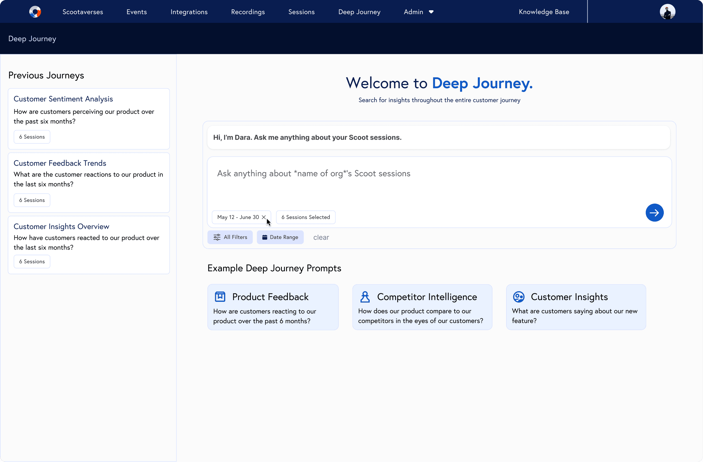 Deep Journey conversational analytics interface