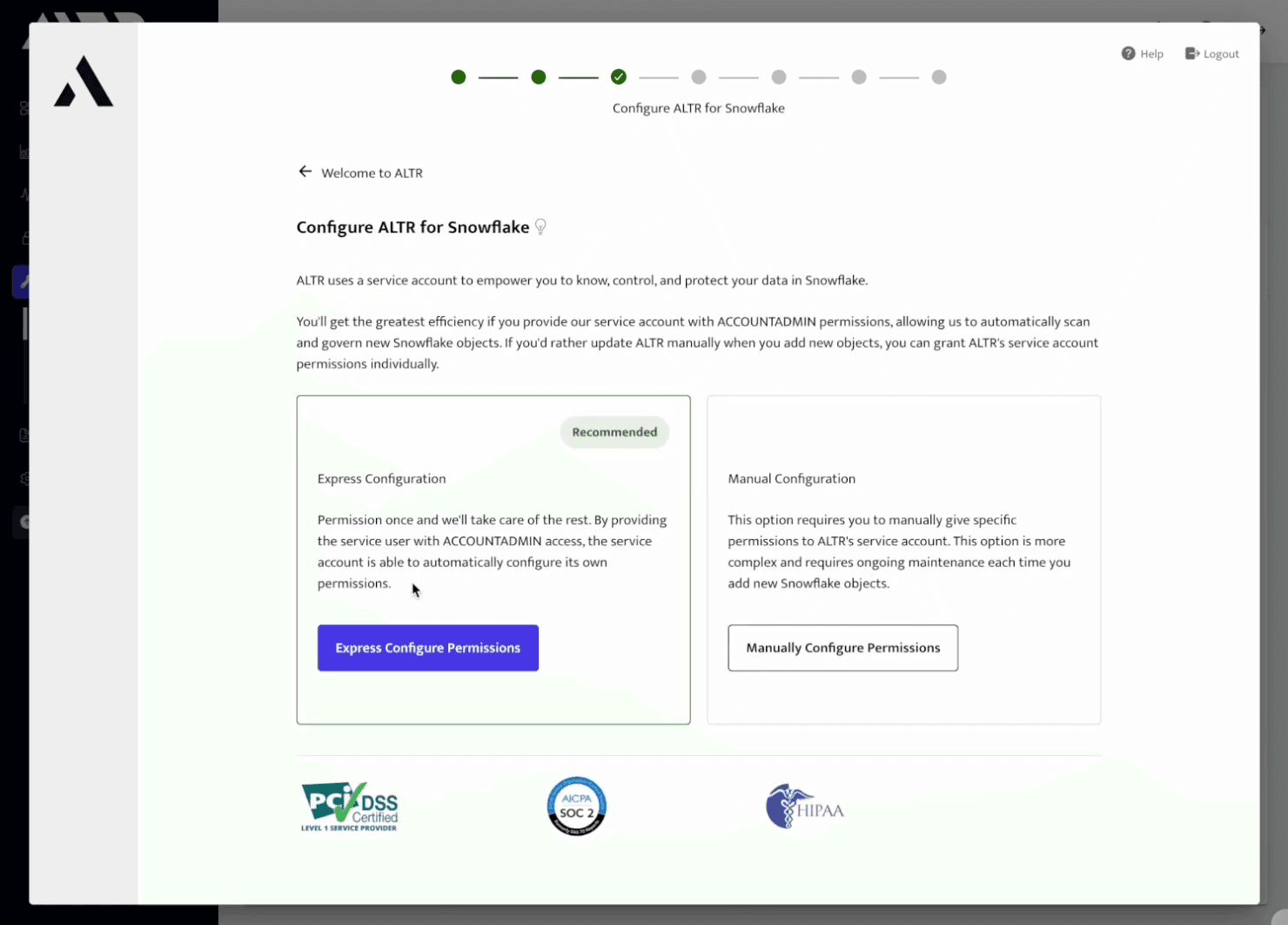 Express vs Manual configuration screen