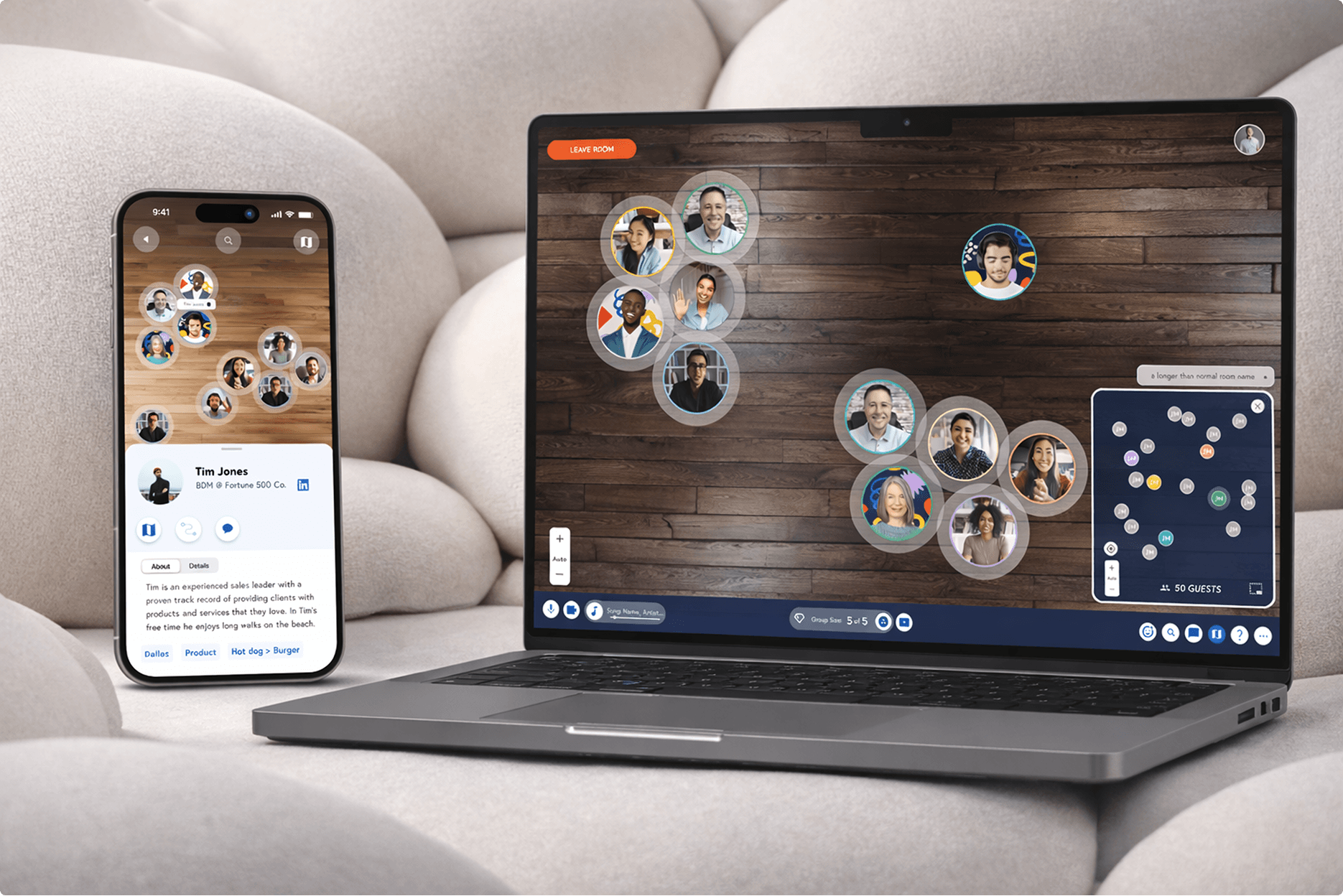 Scoot virtual event platform — laptop and mobile
